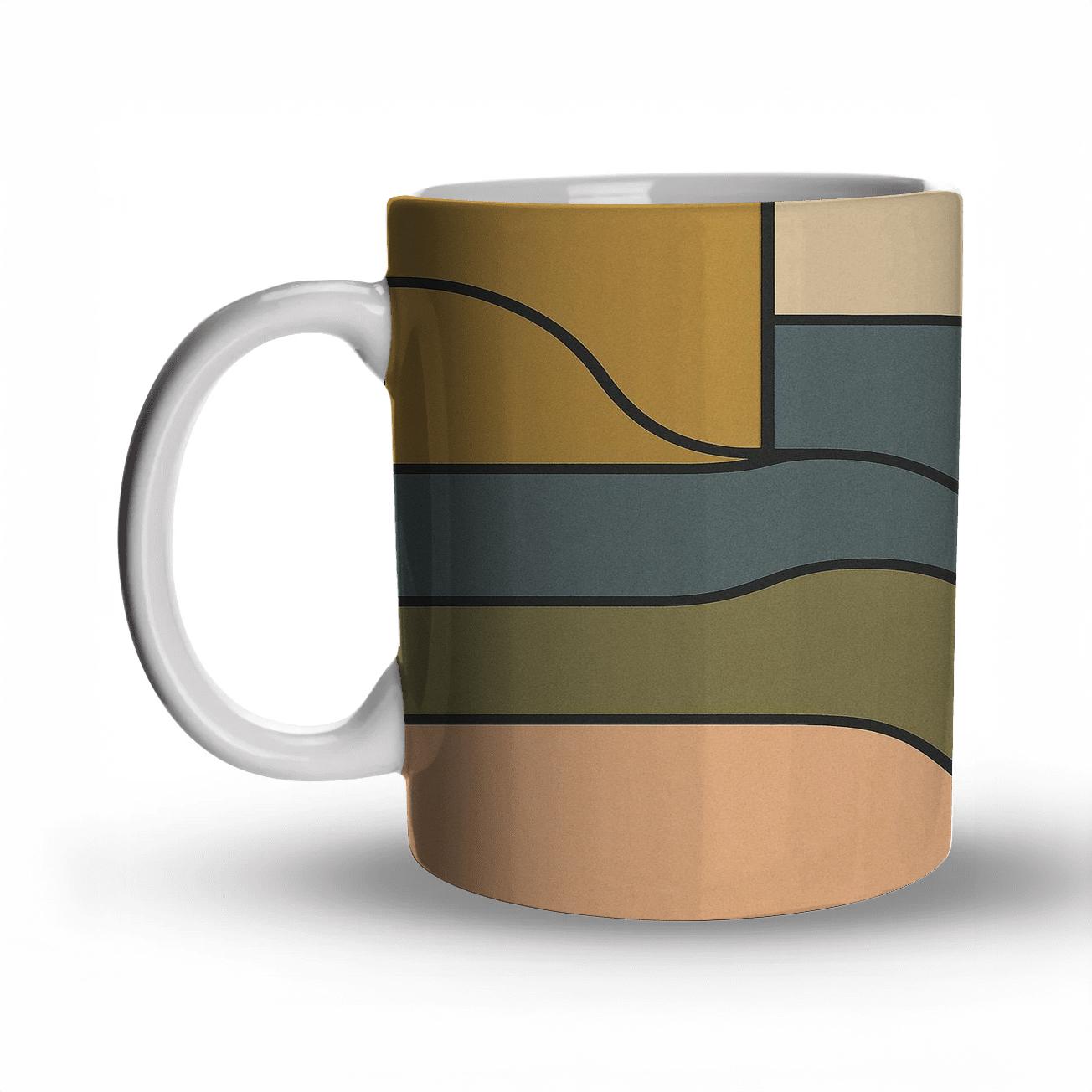 Tectonic Harmony Geometric Organic Line Art travel mugs with handles