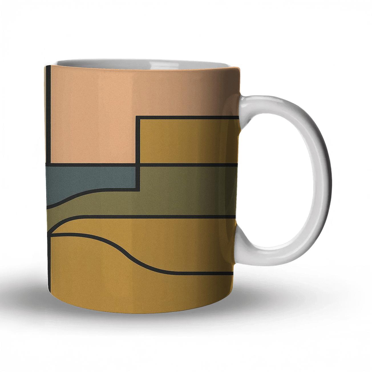 Tectonic Harmony Geometric Organic Line Art travel mugs with handles