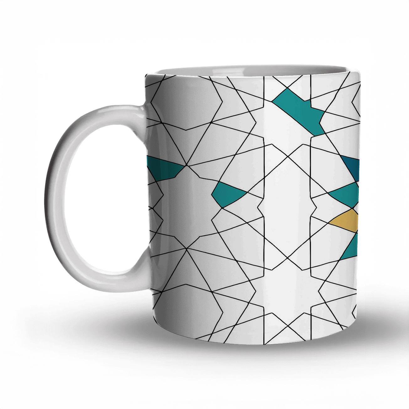Girih Star Polygon Minimal Network decorative mug sets