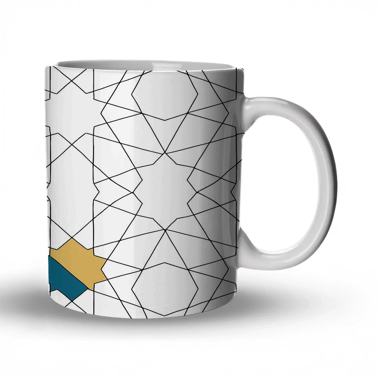 Girih Star Polygon Minimal Network decorative mug sets