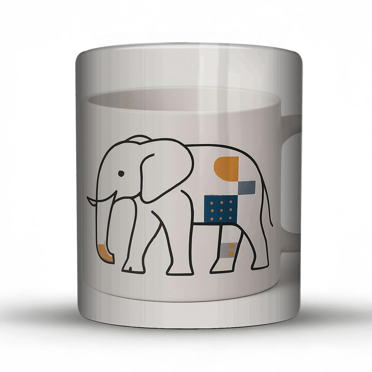 Bauhaus Gond Elephant Ornament Linework Mug gift mugs for occasions