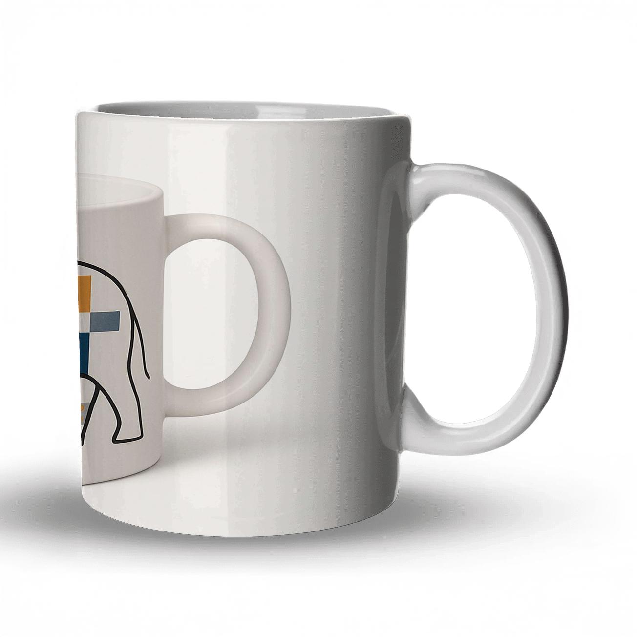 Bauhaus Gond Elephant Ornament Linework Mug gift mugs for occasions