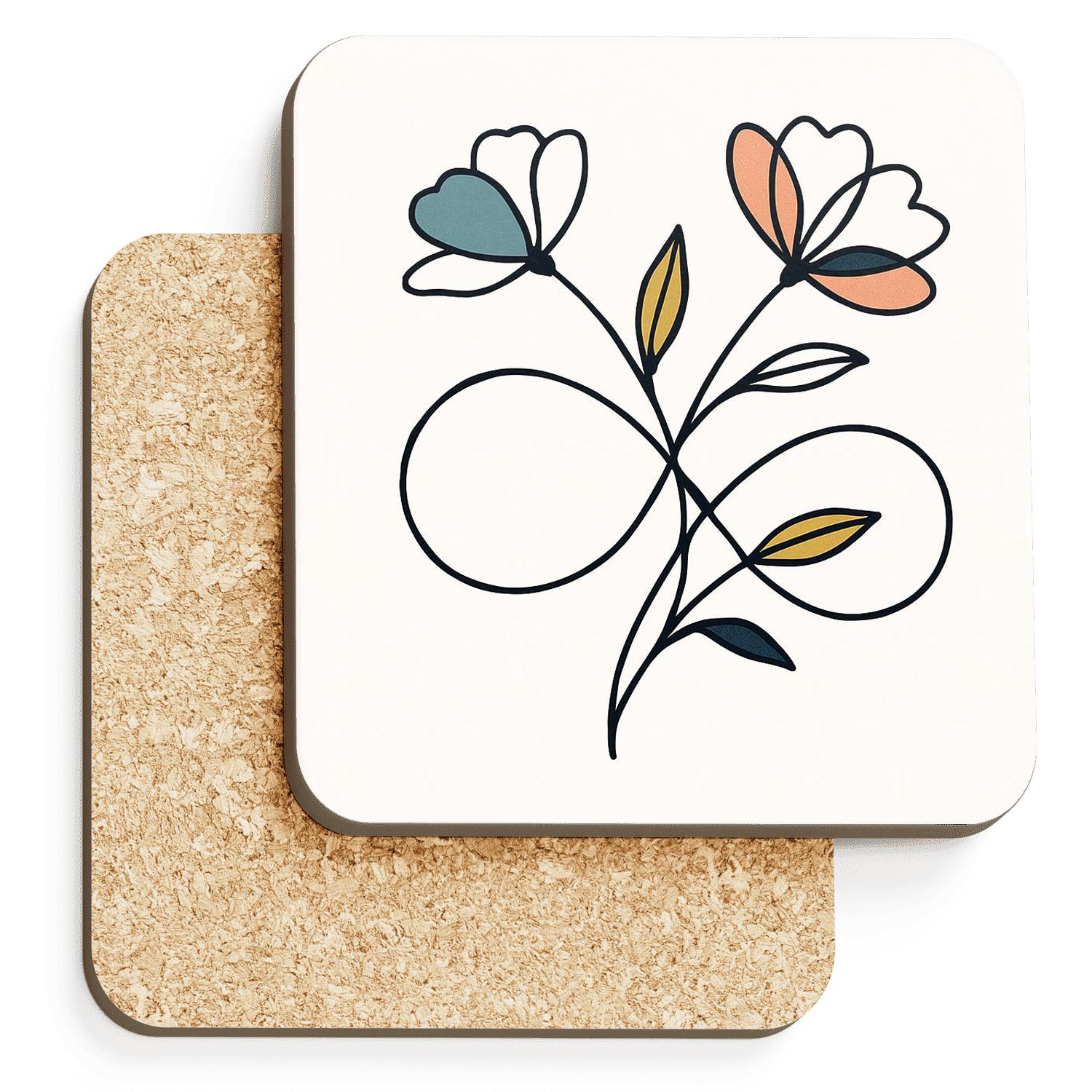 Orbiting Botanica Line Bloom decorative beverage coasters