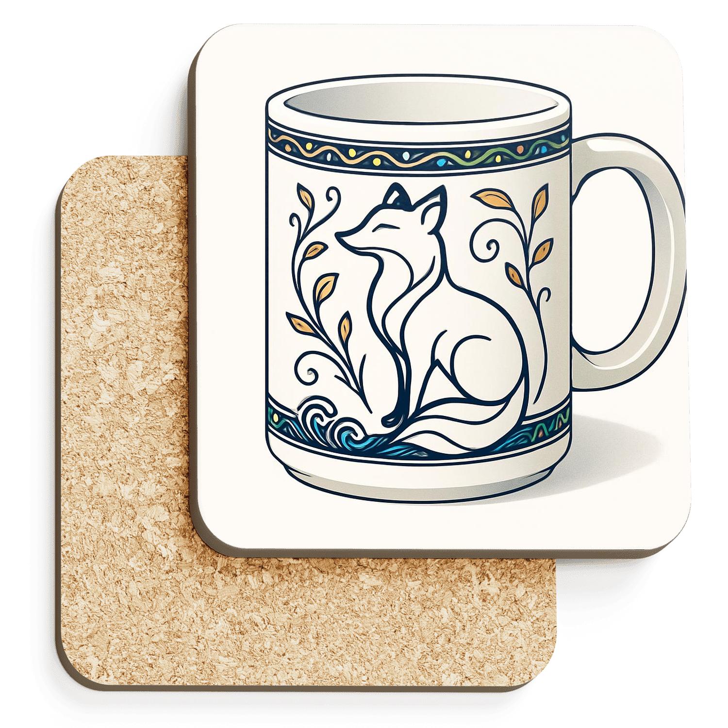 Art Nouveau Fox Vine Mug Line Art coasters for home decor