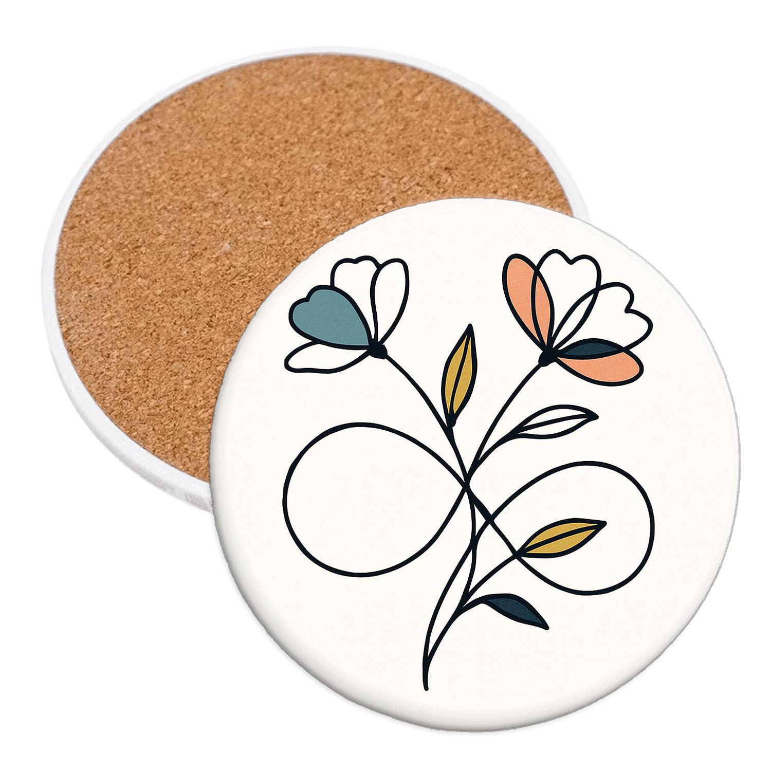 Orbiting Botanica Line Bloom elegant tabletop coasters