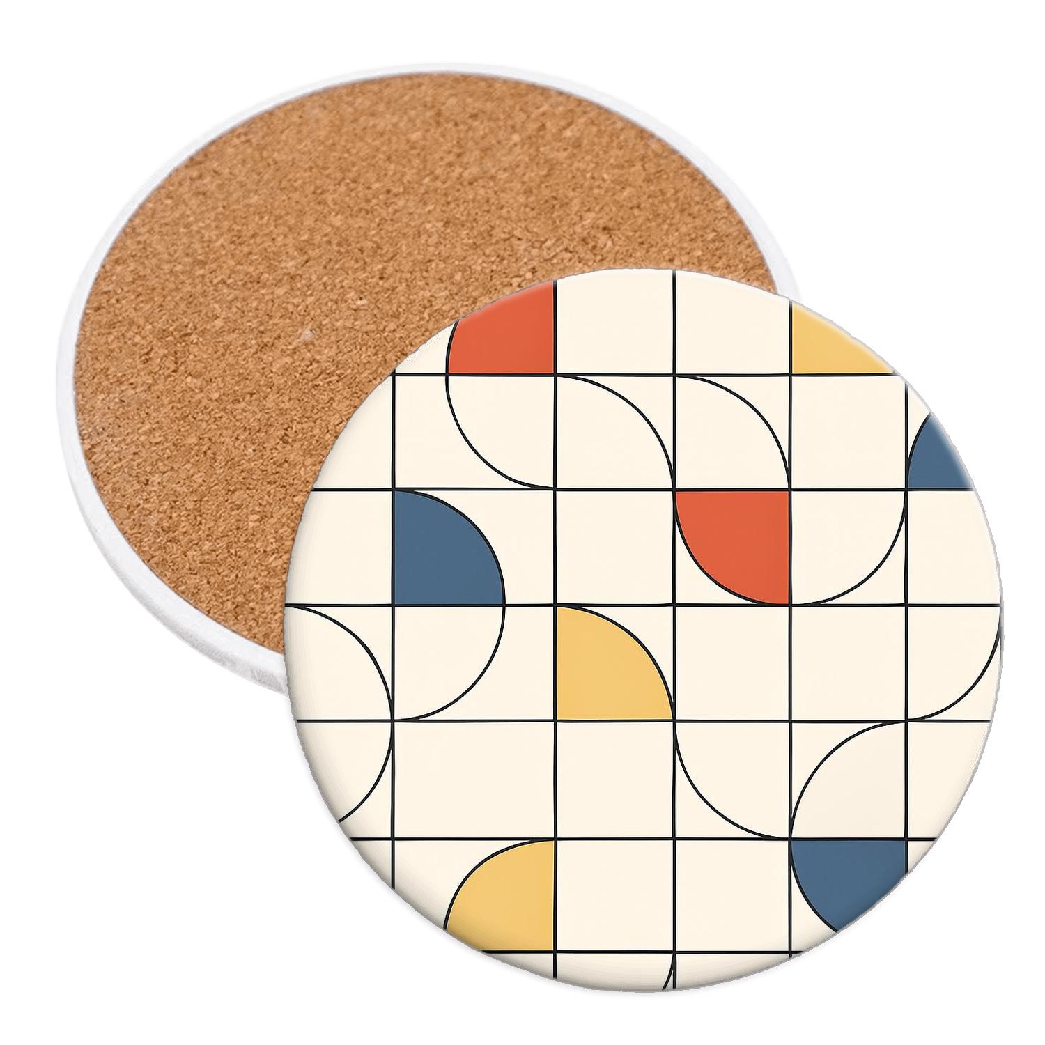 Bauhaus Concrete Interlock Grid elegant tabletop coasters
