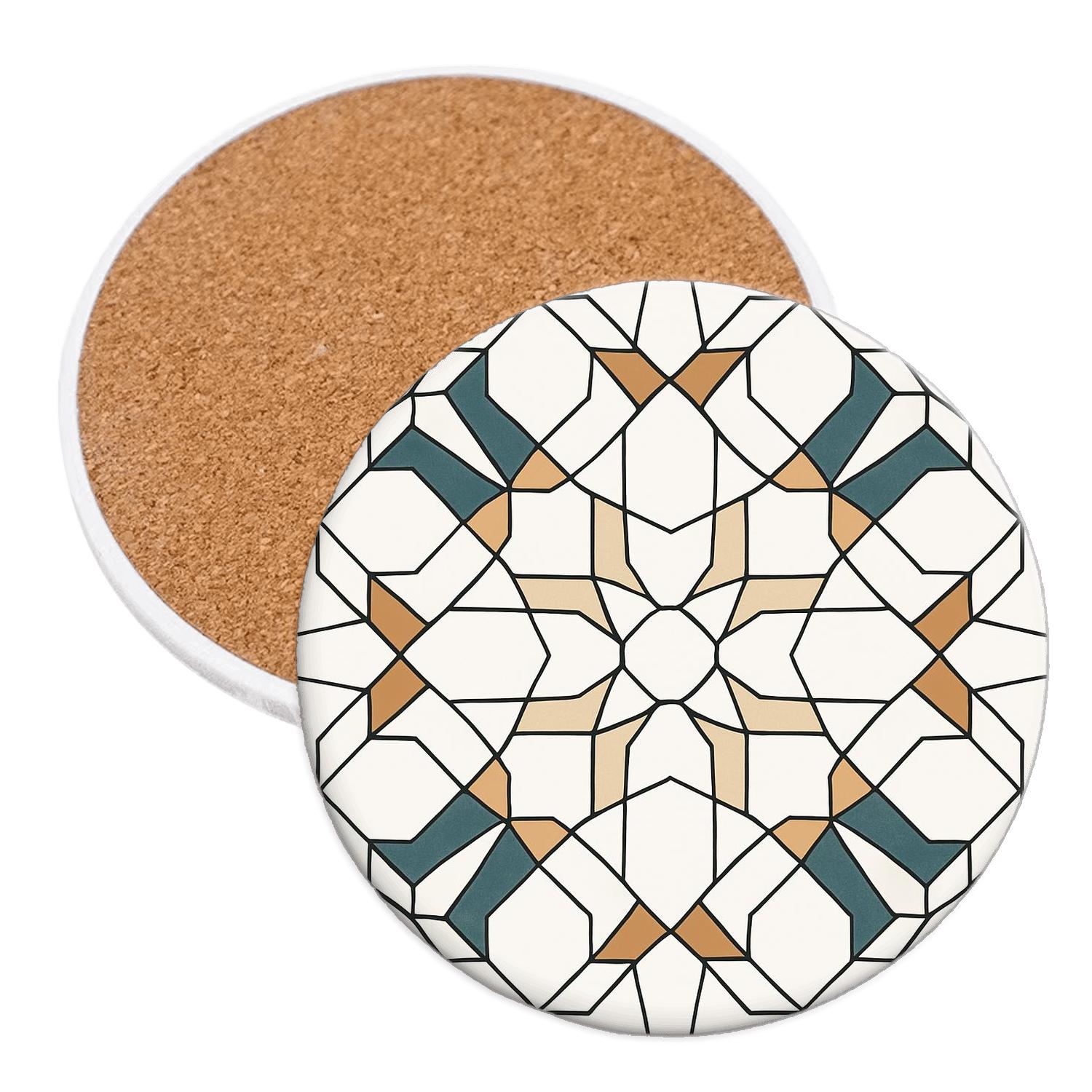 Minimal Girih Star Weave personalized drink coasters