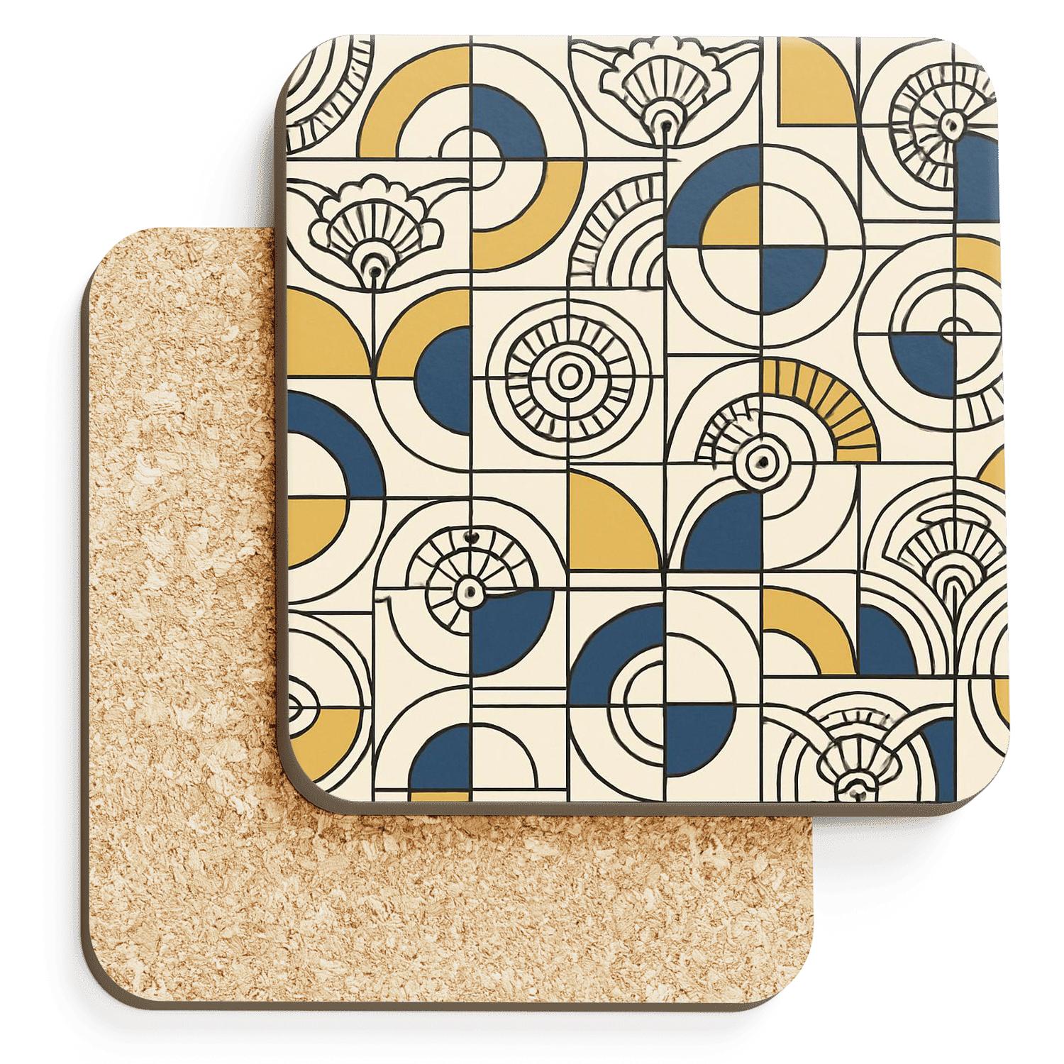 Bauhaus Comet Grid With Deco Rosettes coasters for home decor