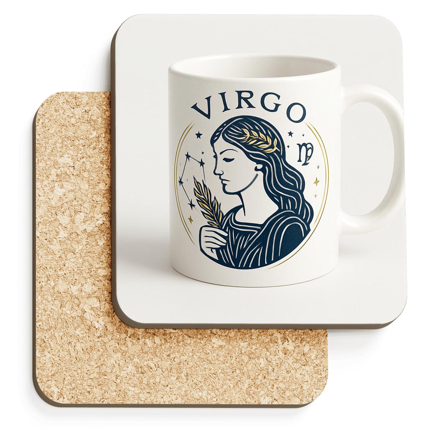 Virgo Celestial Maiden Line Art elegant tabletop coasters