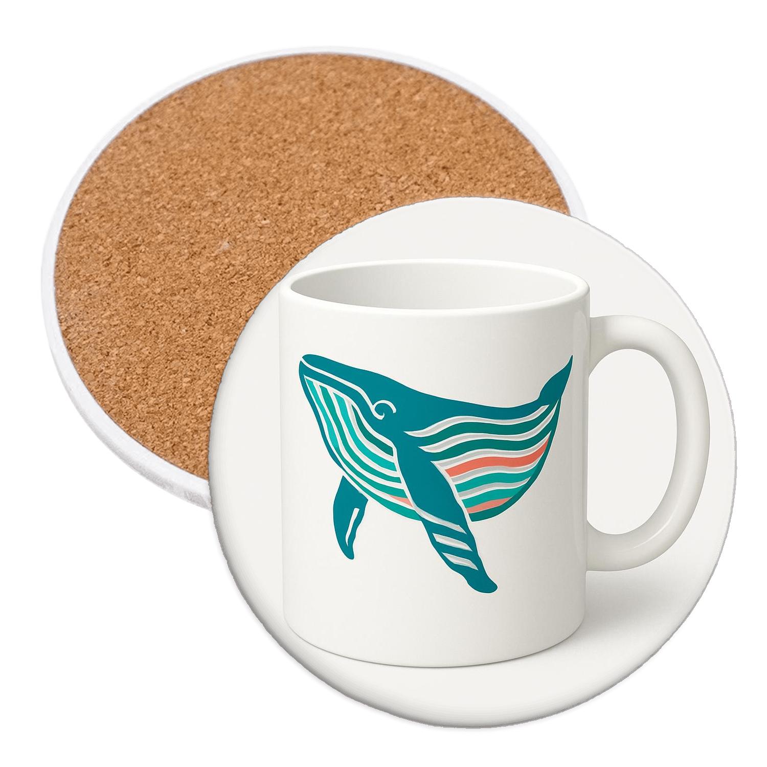 Arctic Whale Op Art Waveband cork coaster sets