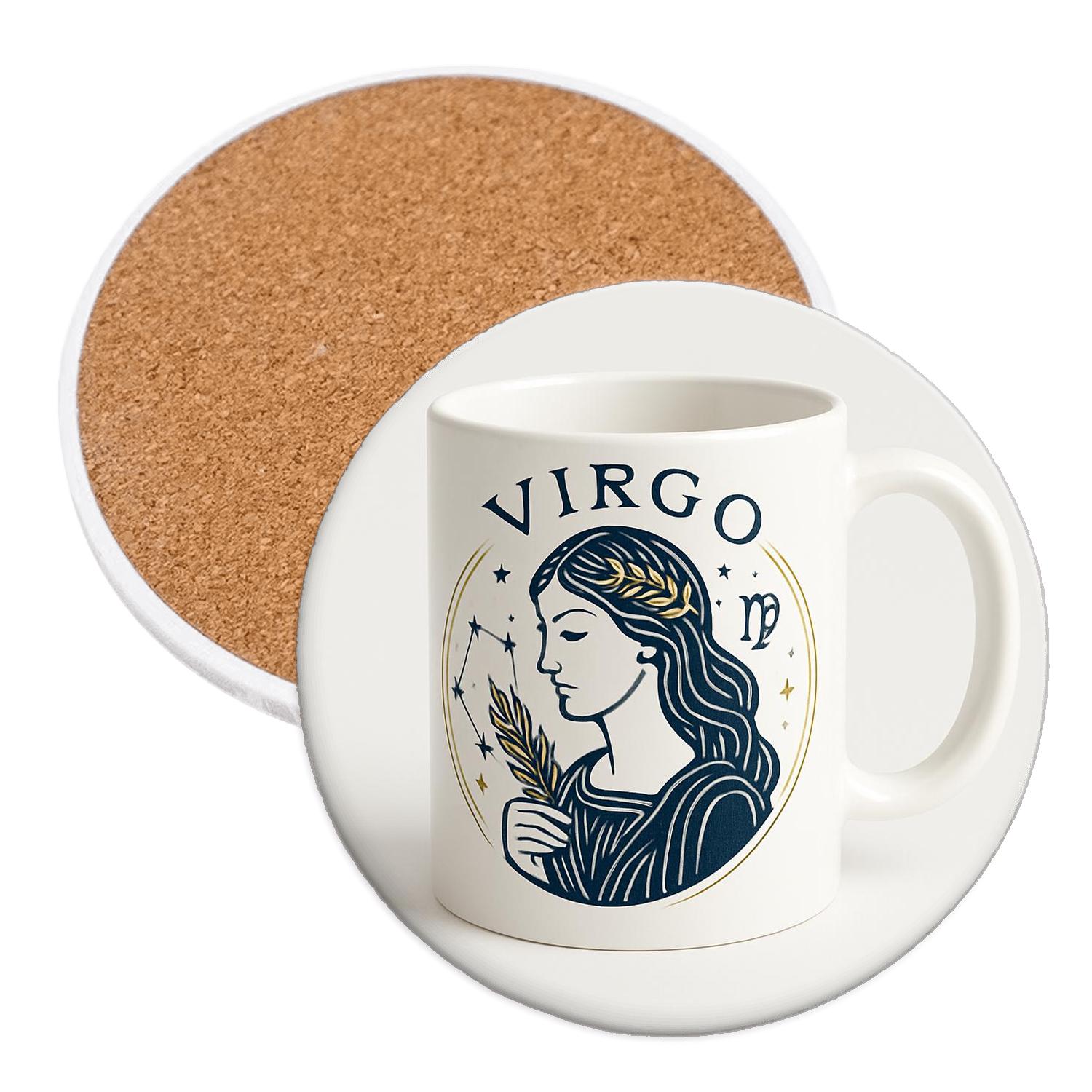 Virgo Celestial Maiden Line Art coasters for home decor