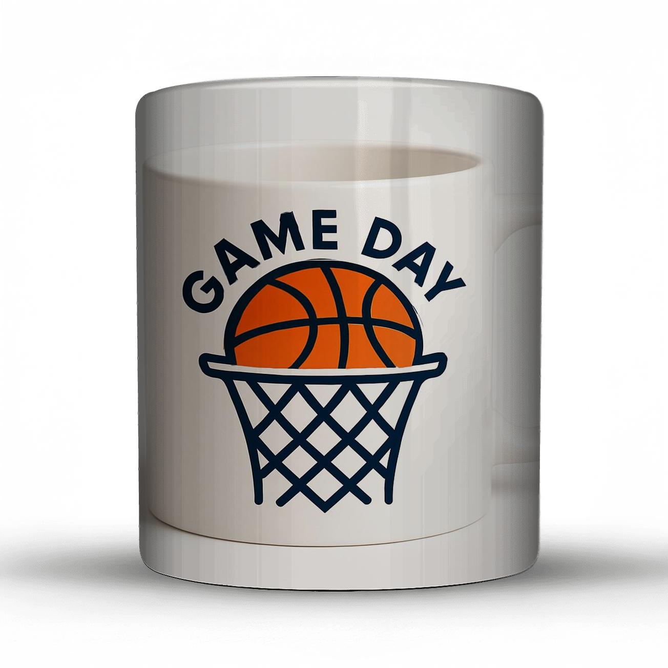 Game Day Basketball Netline Emblem Mug Design travel mugs with handles