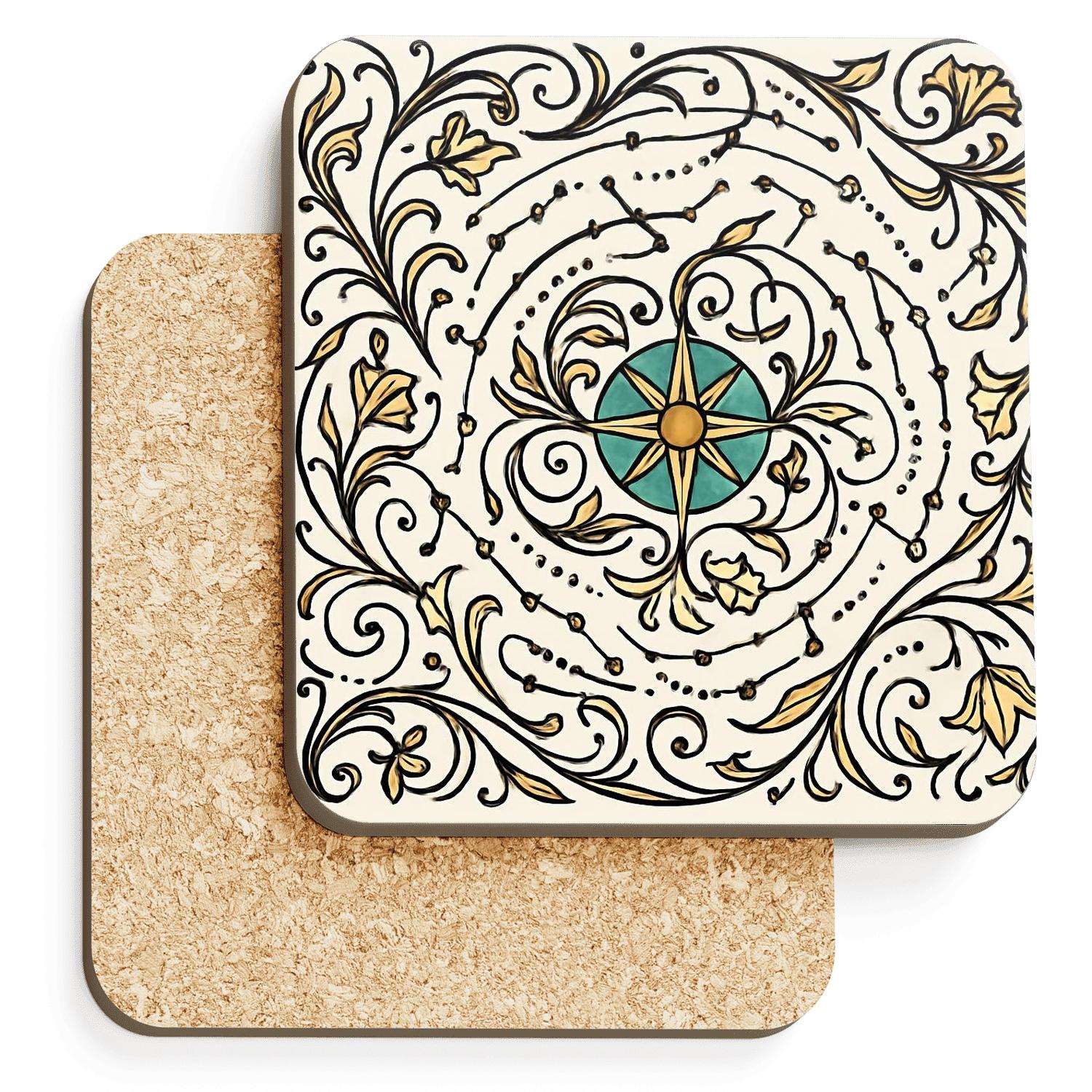 Art Nouveau Star Chart Filigree custom engraved coasters