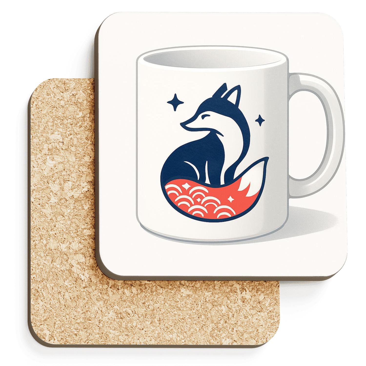 Celestial Fox Ukiyo E Minimal Line Mug decorative beverage coasters