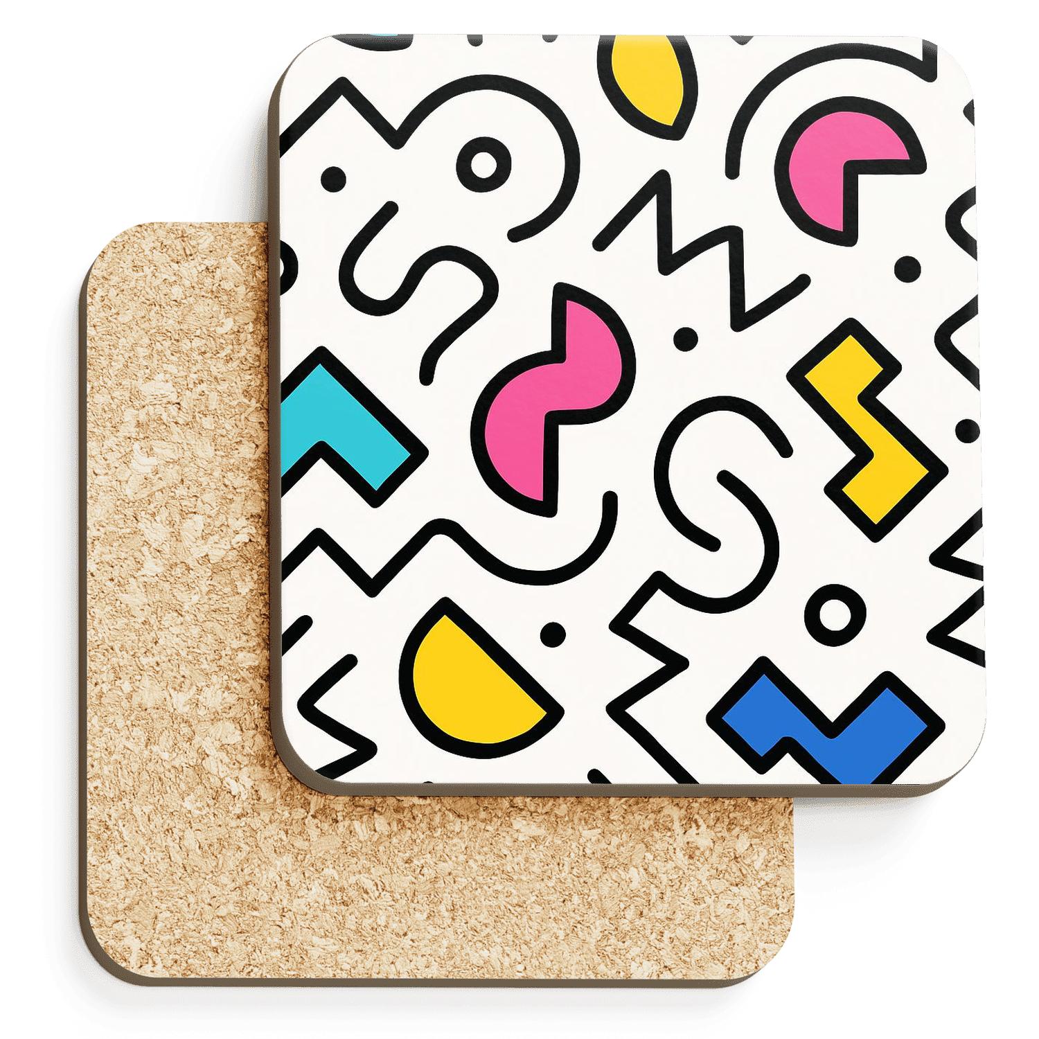 Memphis Milano Rhythm Lines custom engraved coasters