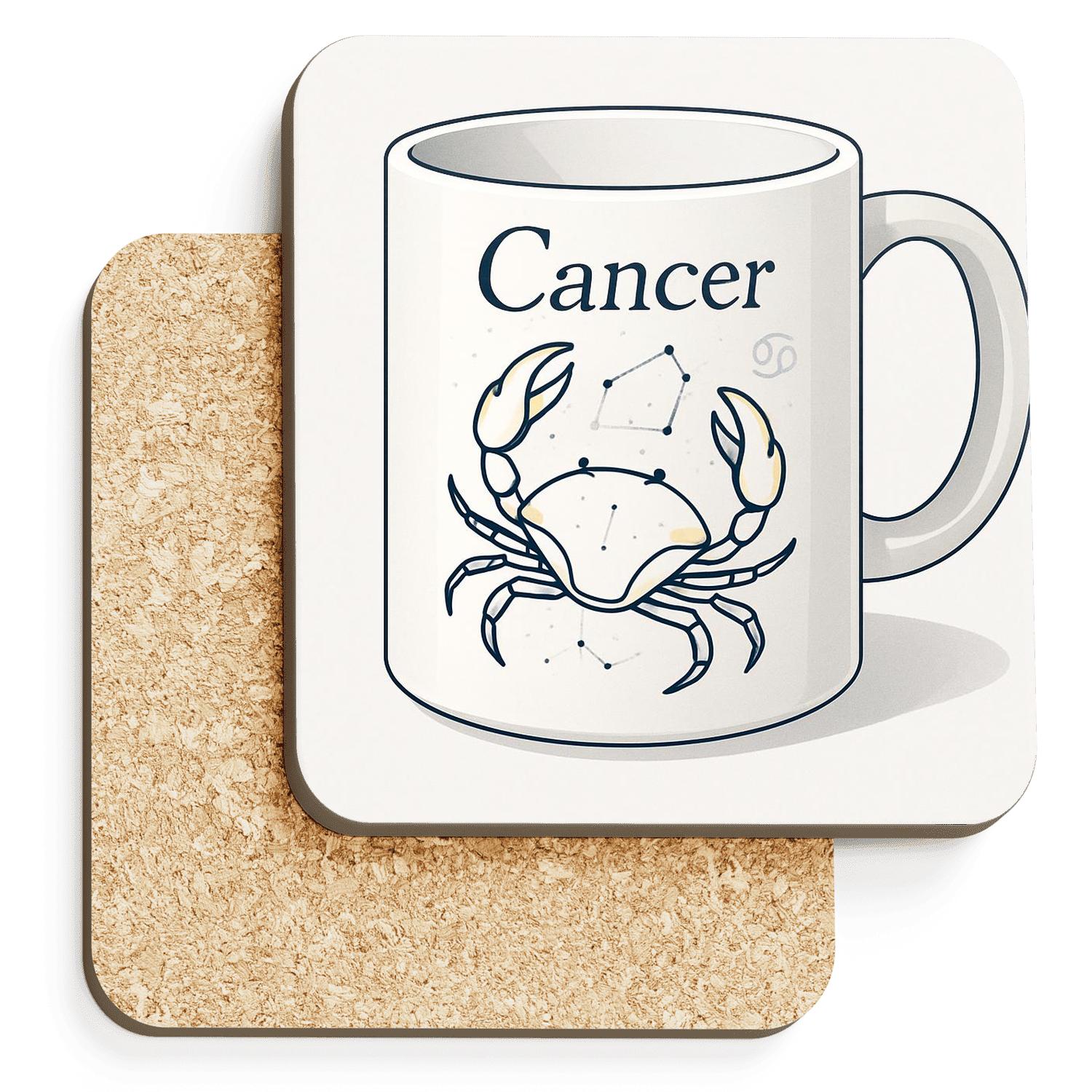 Cancer Lunar Tides Constellation Line Art cork coaster sets