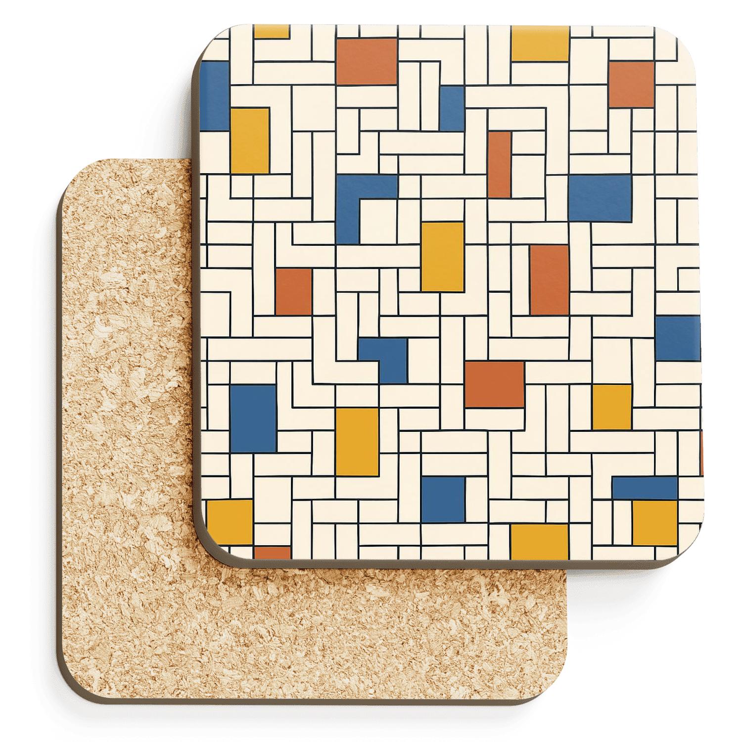 Bauhaus Weaving Grid Harmonics wooden table coasters