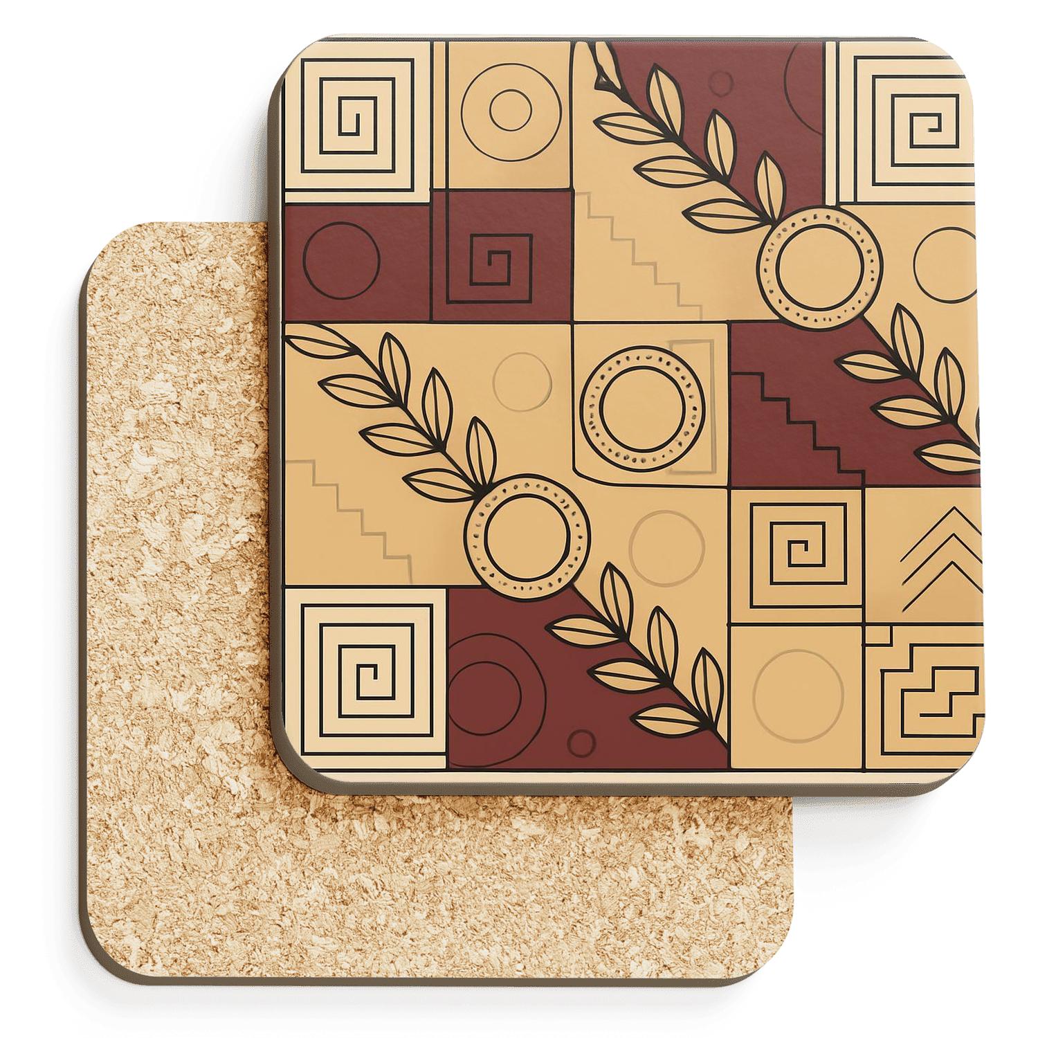 Vienna Secession Comet Medallion Lattice wooden table coasters