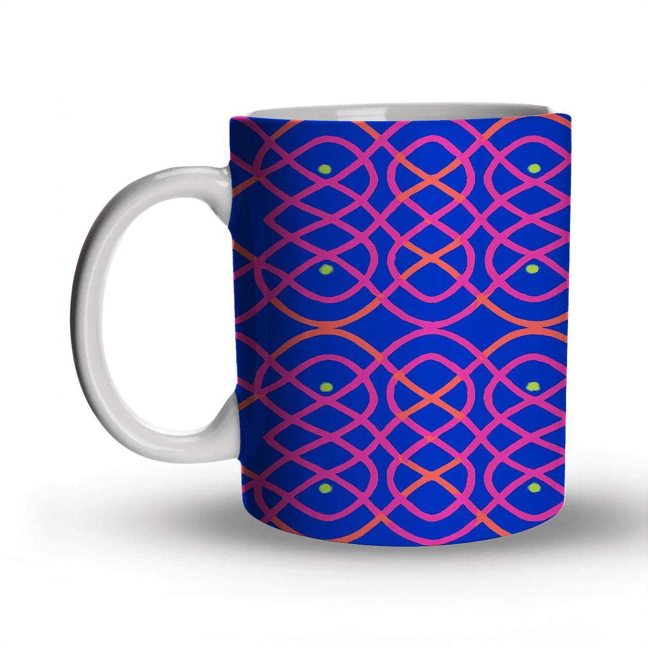 Ultramarine Rangoli Op Pop Lattice novelty coffee mugs