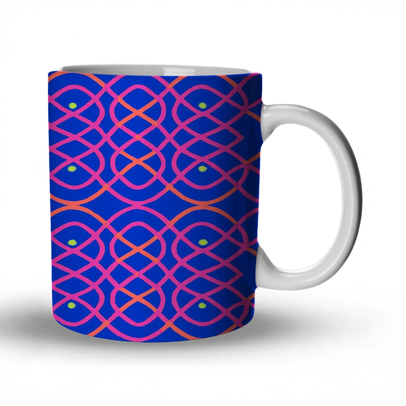 Ultramarine Rangoli Op Pop Lattice novelty coffee mugs