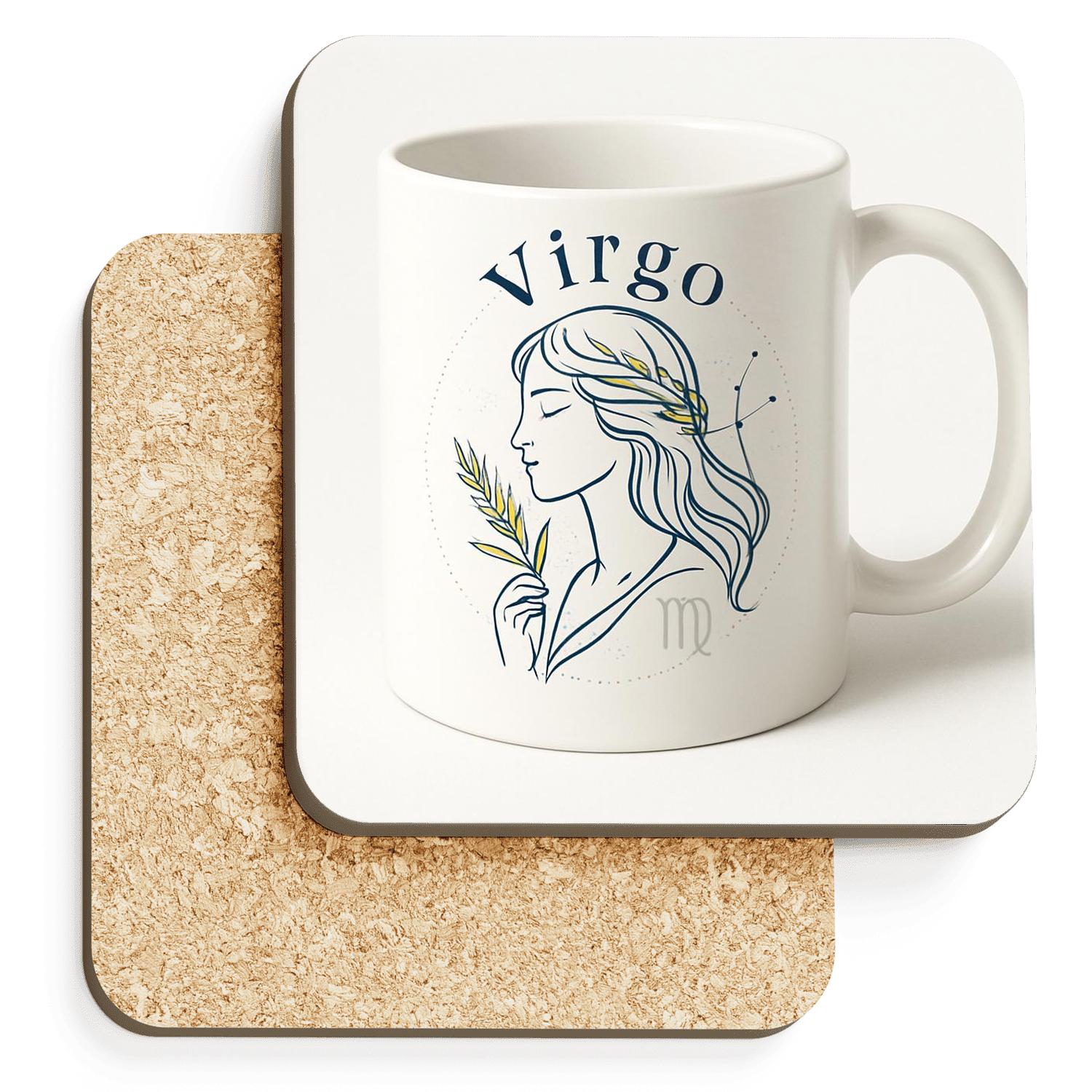 Virgo Harvest Star Chart Minimal Line Art custom engraved coasters