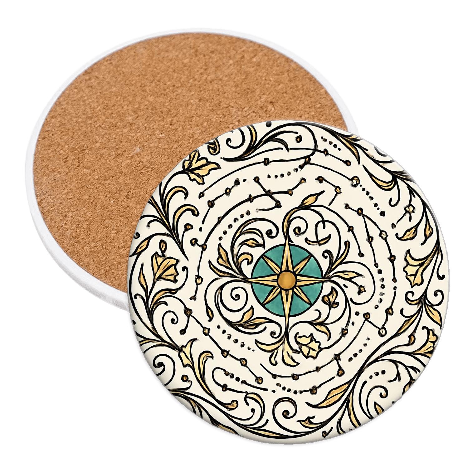 Art Nouveau Star Chart Filigree decorative beverage coasters