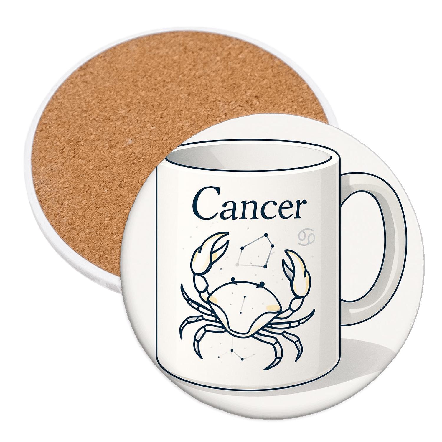 Cancer Lunar Tides Constellation Line Art coasters for home decor