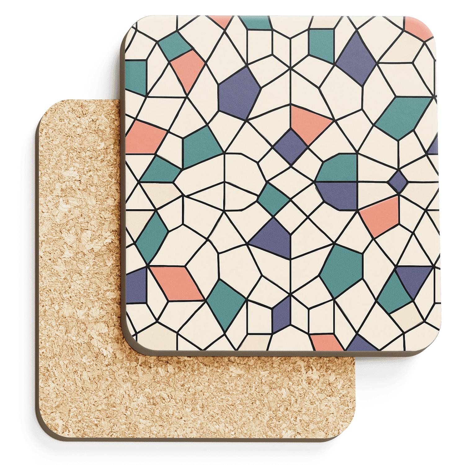 Girih Star Polygon Minimal Ornament cork coaster sets