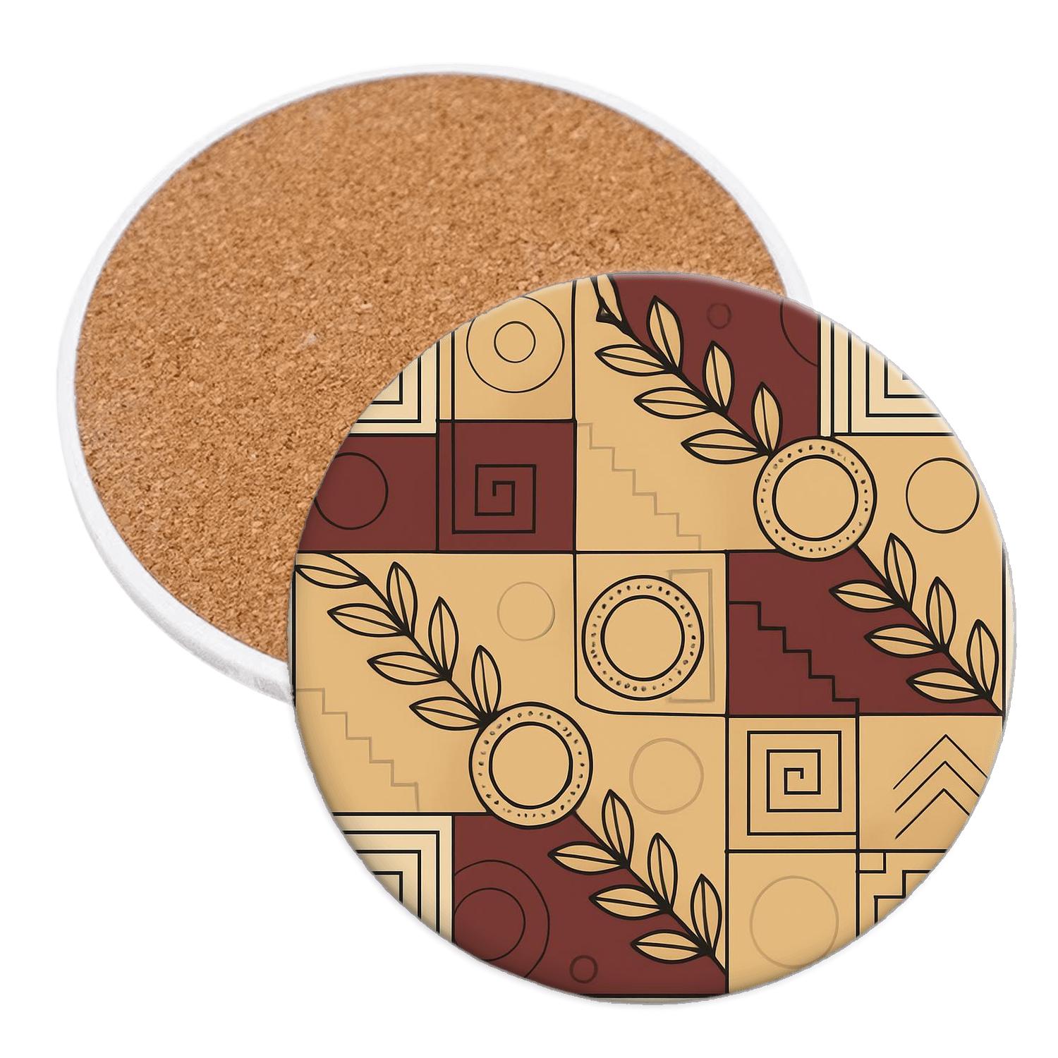 Vienna Secession Comet Medallion Lattice cork coaster sets