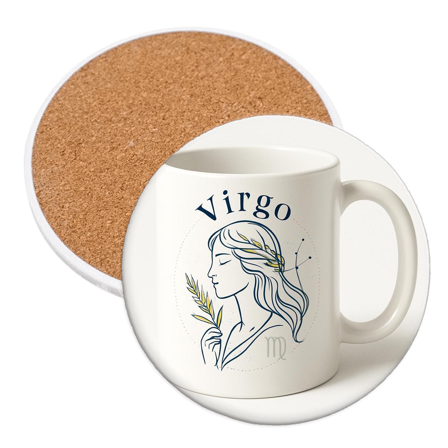 Virgo Harvest Star Chart Minimal Line Art stone coaster collections
