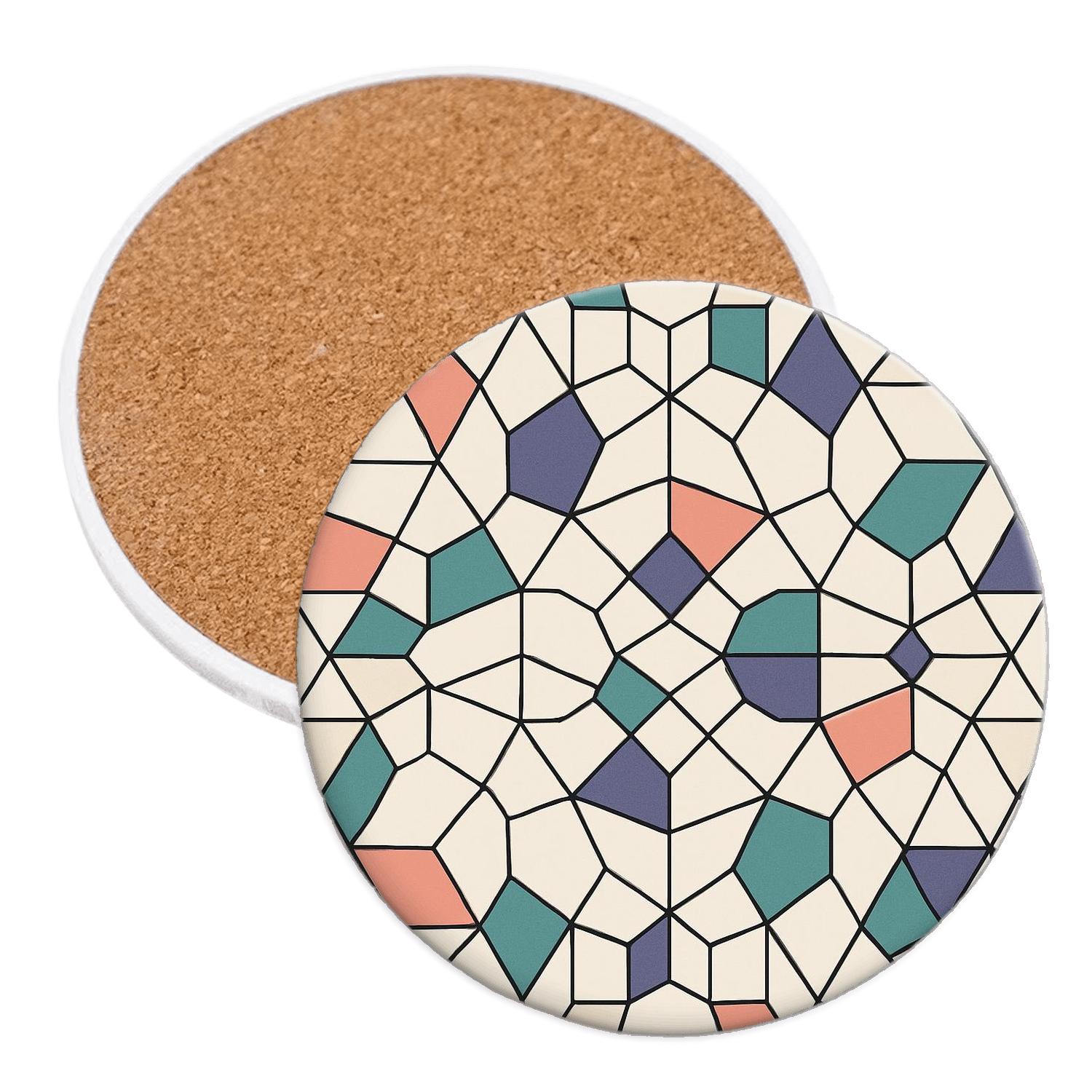 Girih Star Polygon Minimal Ornament wooden table coasters