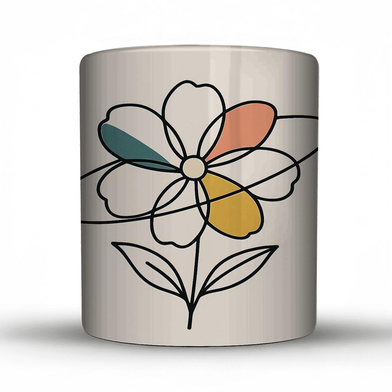 Orbit Bloom Linework travel mugs with handles