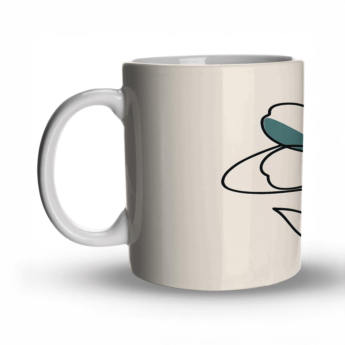 Orbit Bloom Linework travel mugs with handles