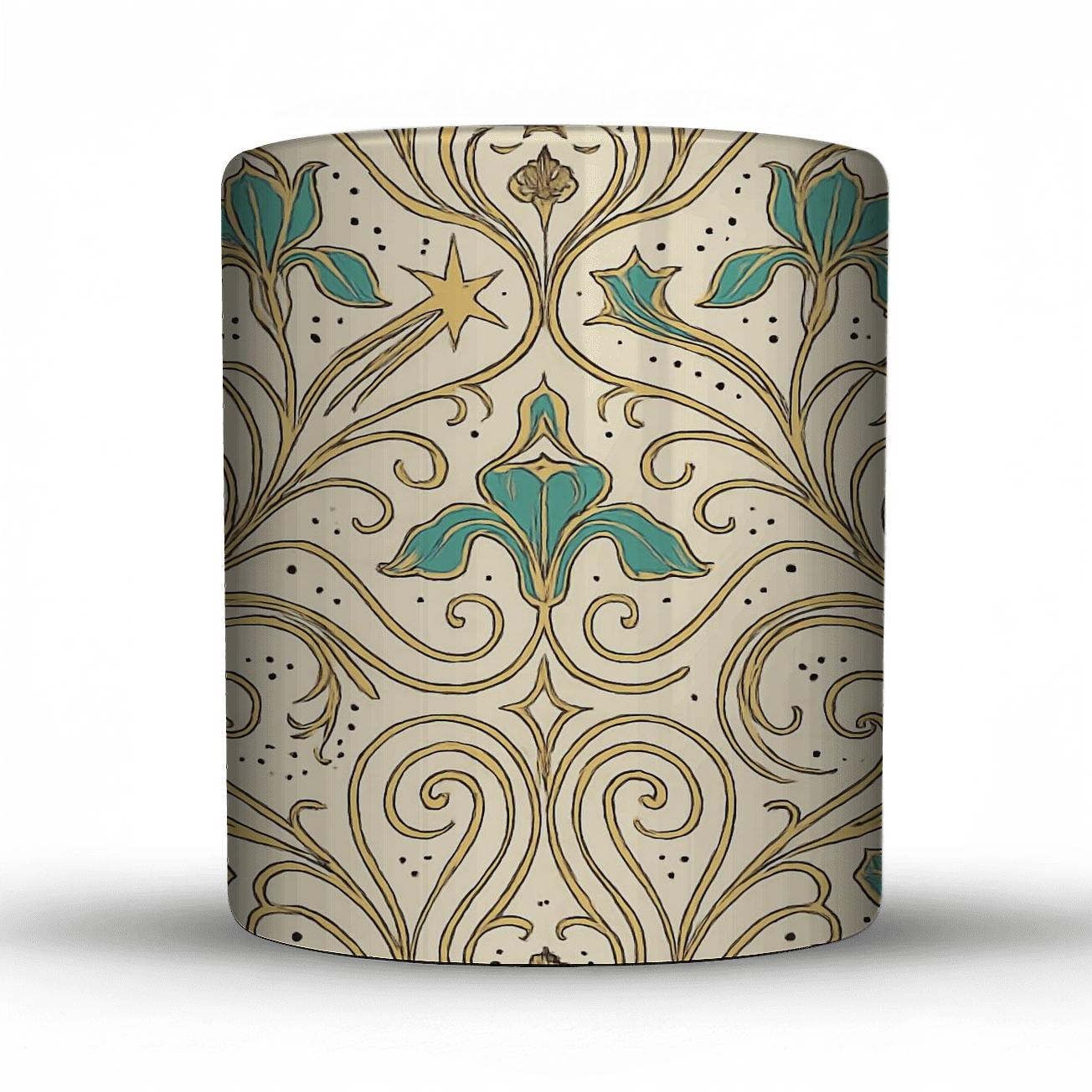 Art Nouveau Comet Botanica Seamless Linework premium drinkware mugs