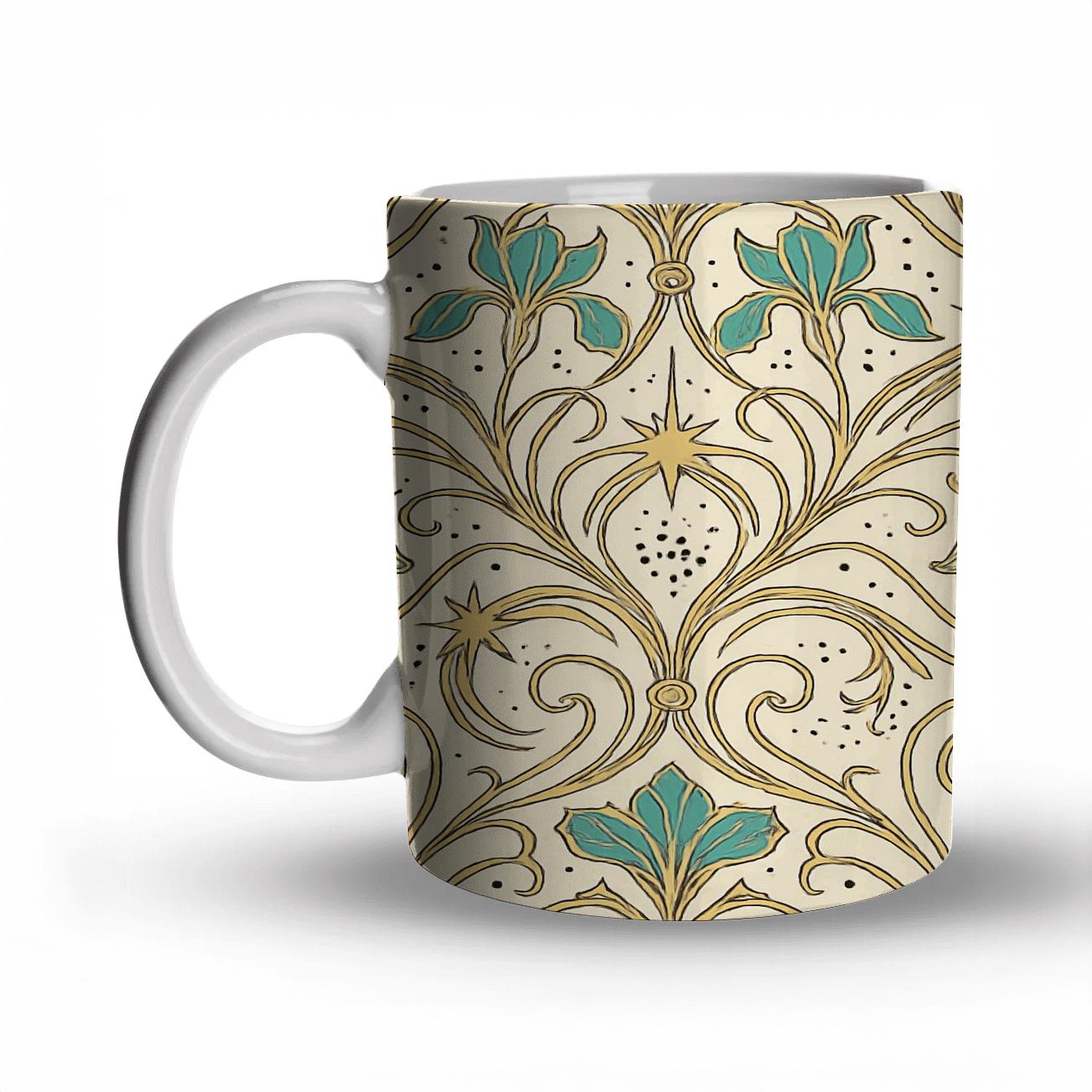 Art Nouveau Comet Botanica Seamless Linework premium drinkware mugs