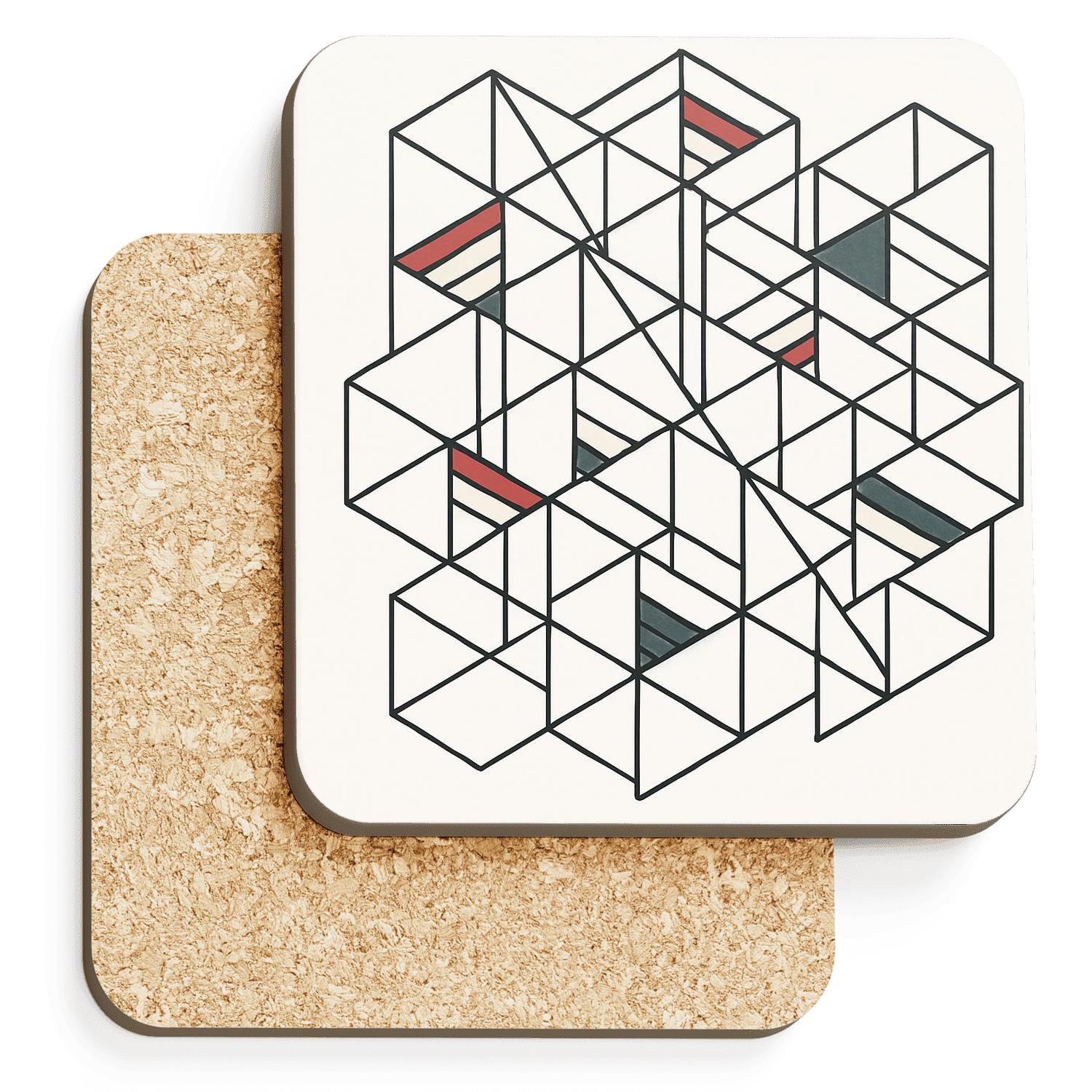 Constructivist Superimposed Axon Grid stone coaster collections