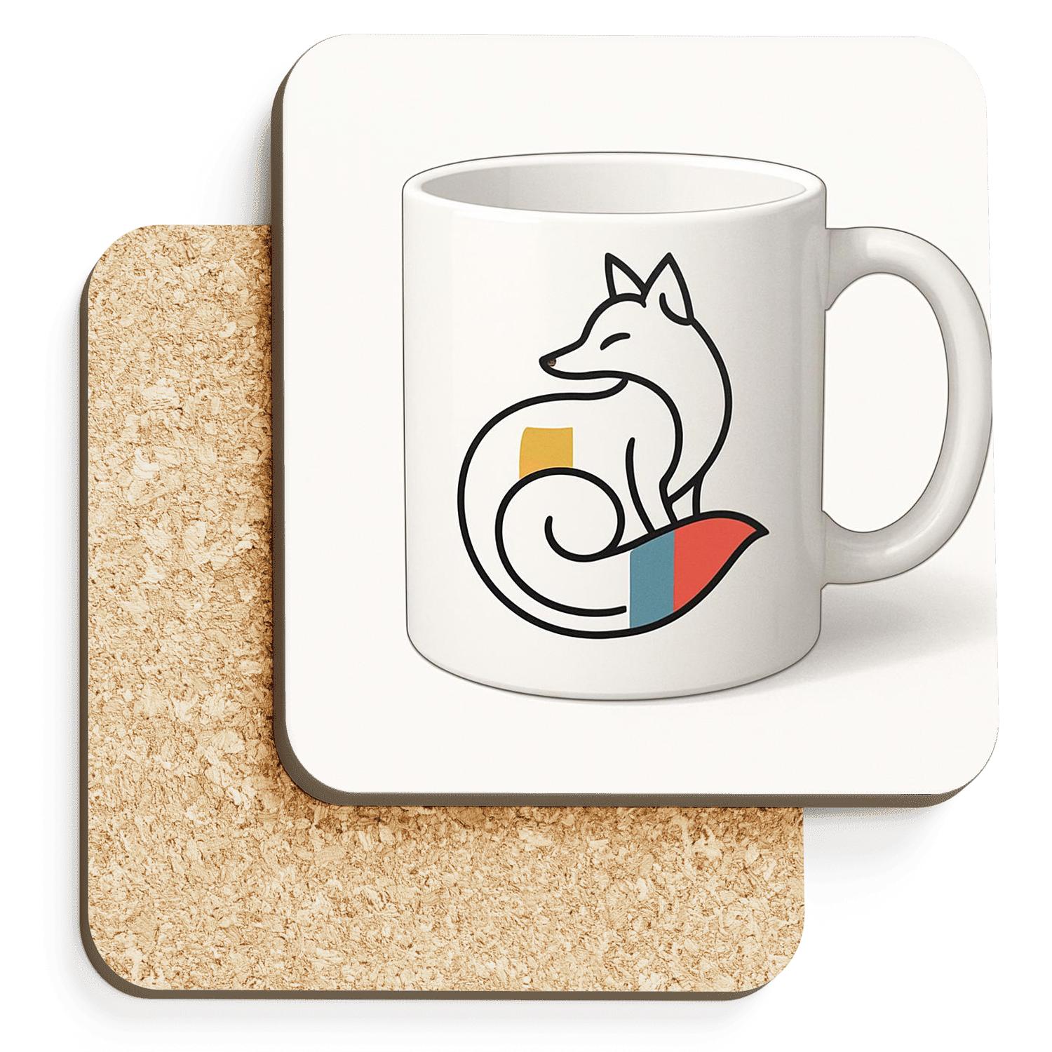 Bauhaus Fox Linework Spiral wooden table coasters