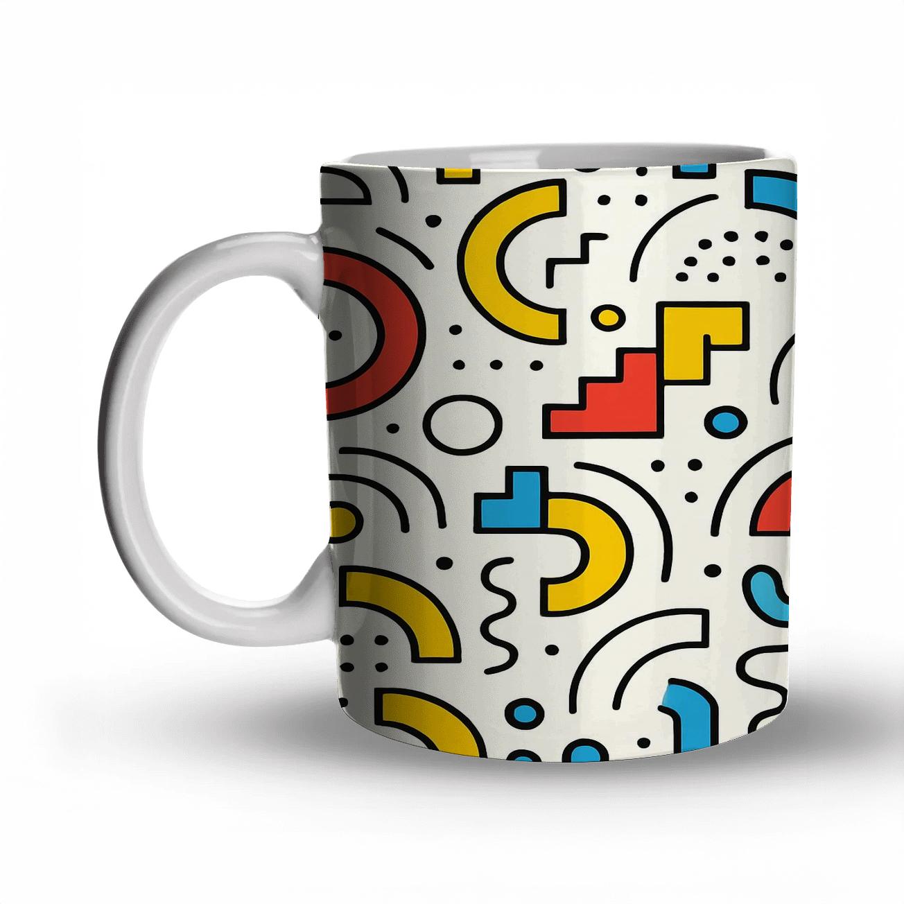 Bauhaus Memphis Nebula Circuit Linework travel mugs with handles