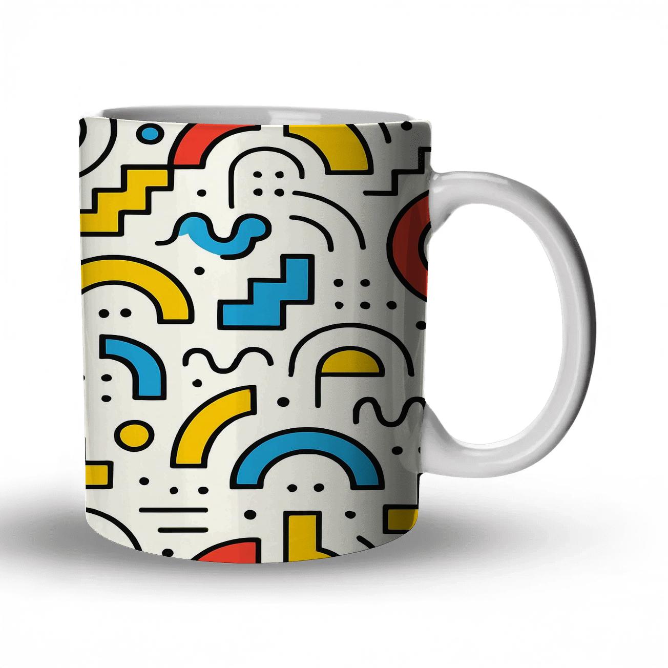 Bauhaus Memphis Nebula Circuit Linework travel mugs with handles