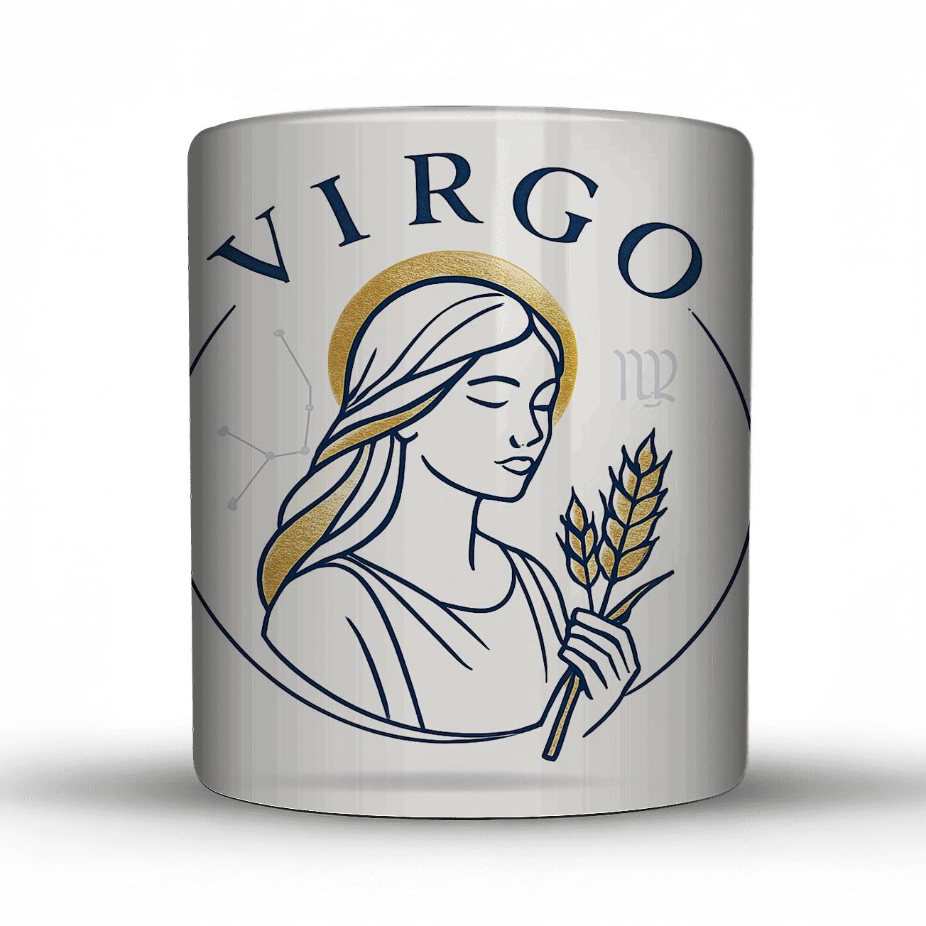 Virgo Botanical Zodiac Line Art travel mugs with handles