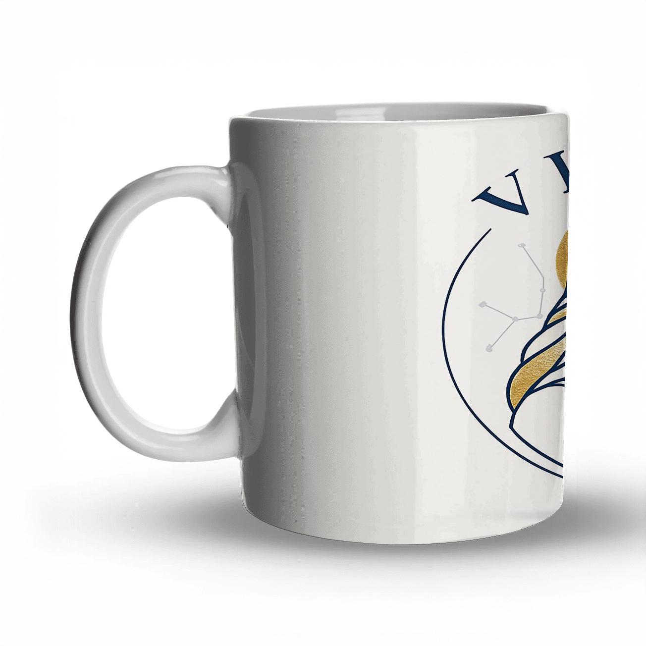 Virgo Botanical Zodiac Line Art travel mugs with handles