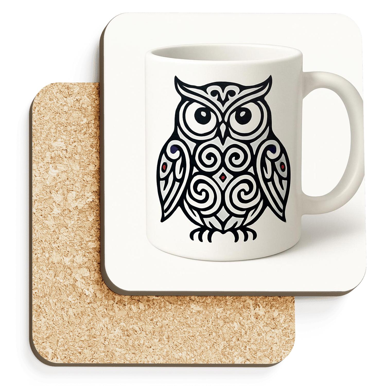 Ainu Owl Ornamental Minimal Pattern personalized drink coasters