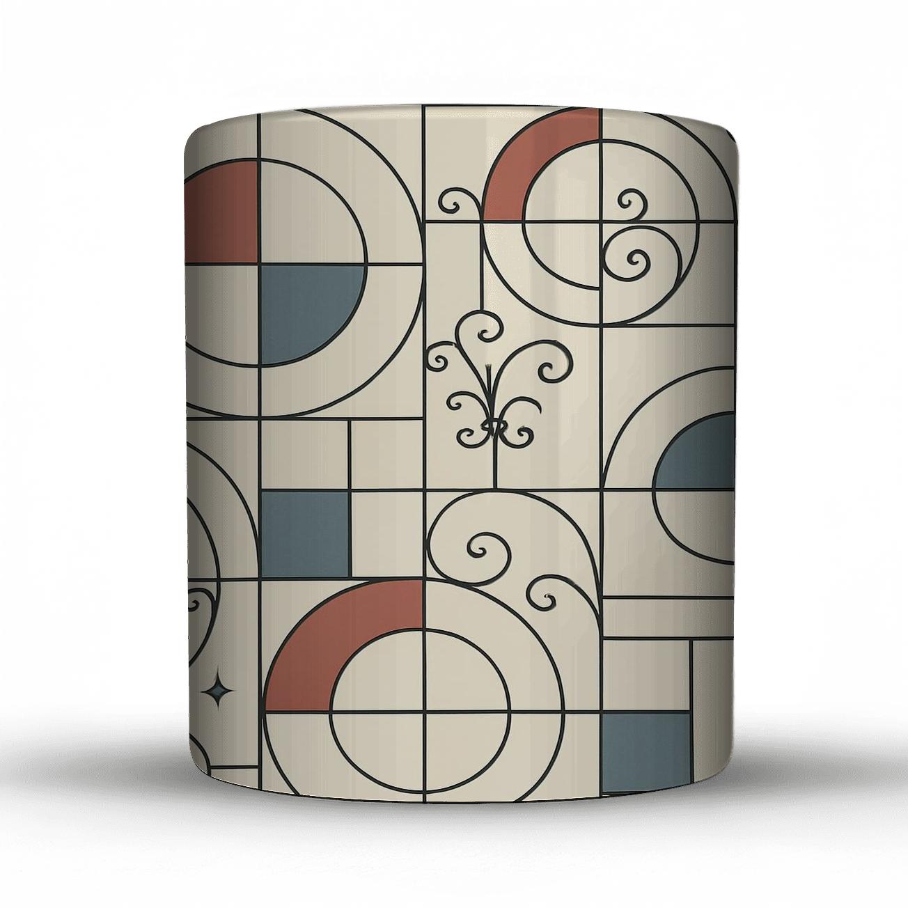 Bauhaus Star Map Geometrics With Deco Filigree custom printed mugs