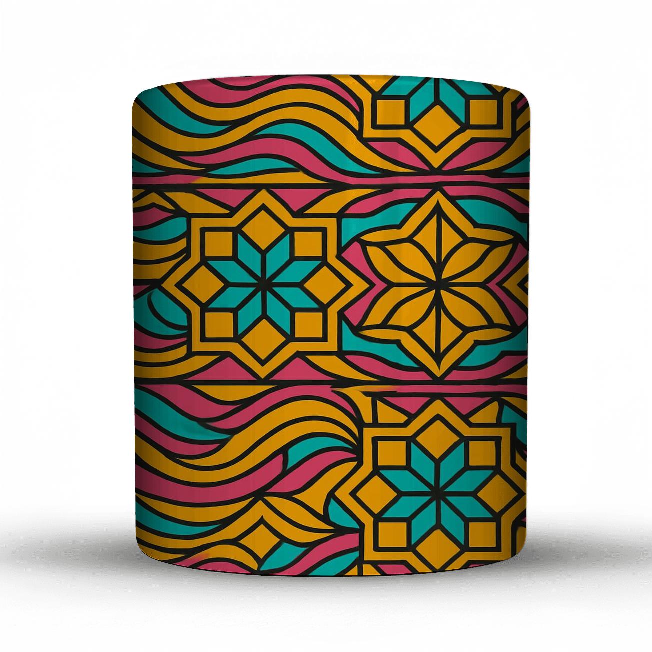 Rinpa Girih Hypercolor Spacetime Lattice travel mugs with handles