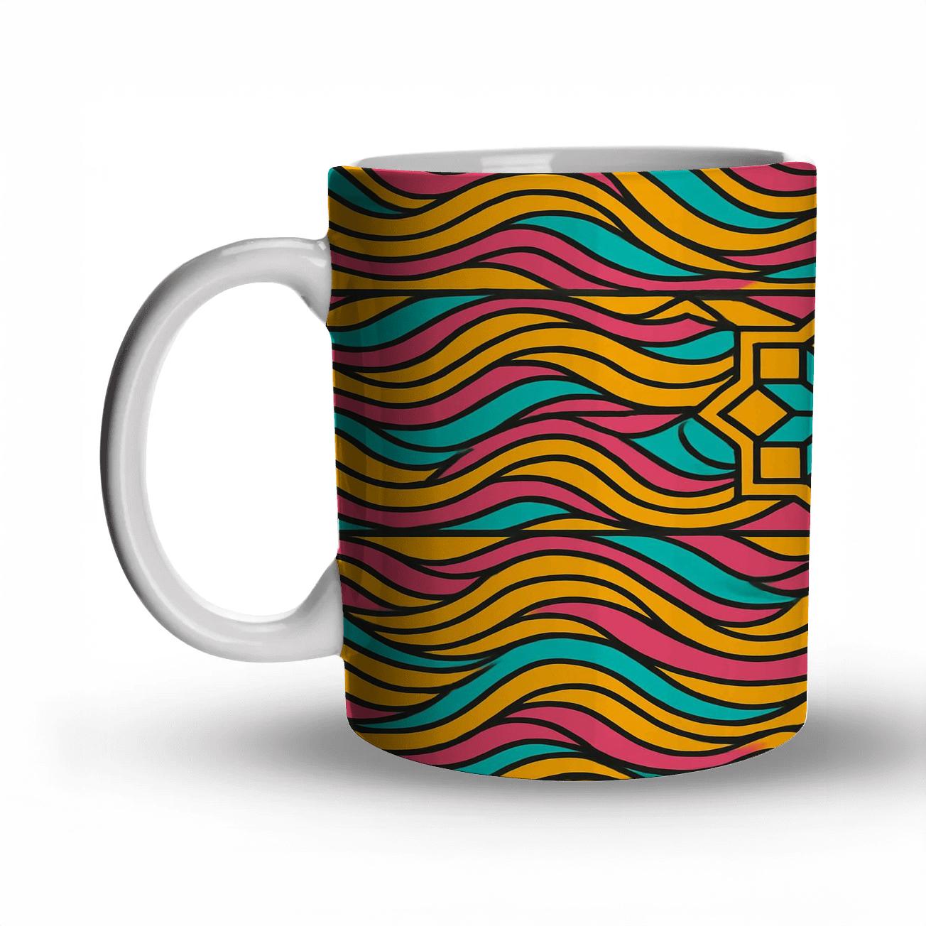 Rinpa Girih Hypercolor Spacetime Lattice travel mugs with handles