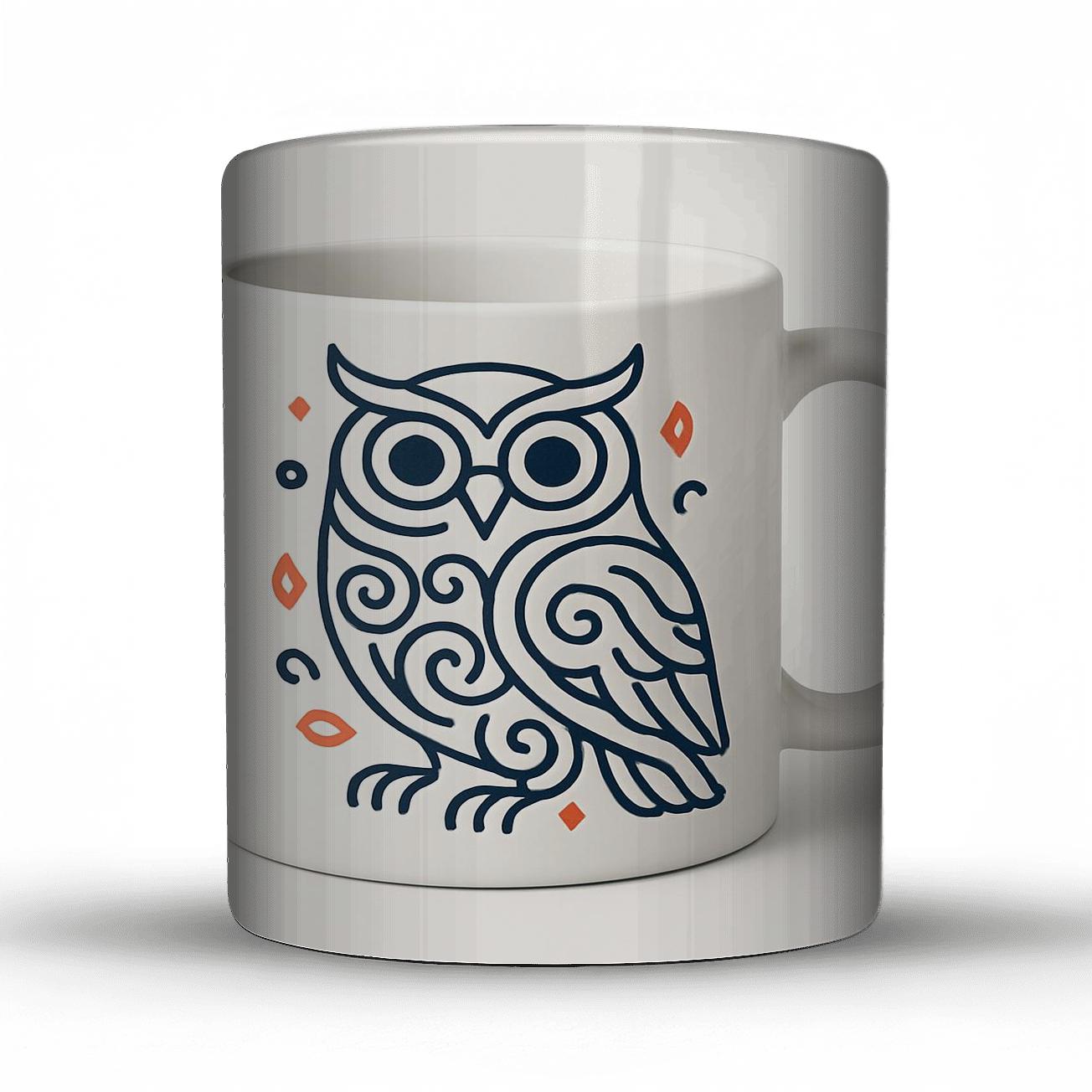 Ainu Inspired Owl Ornamental Minimal Line Mug novelty coffee mugs