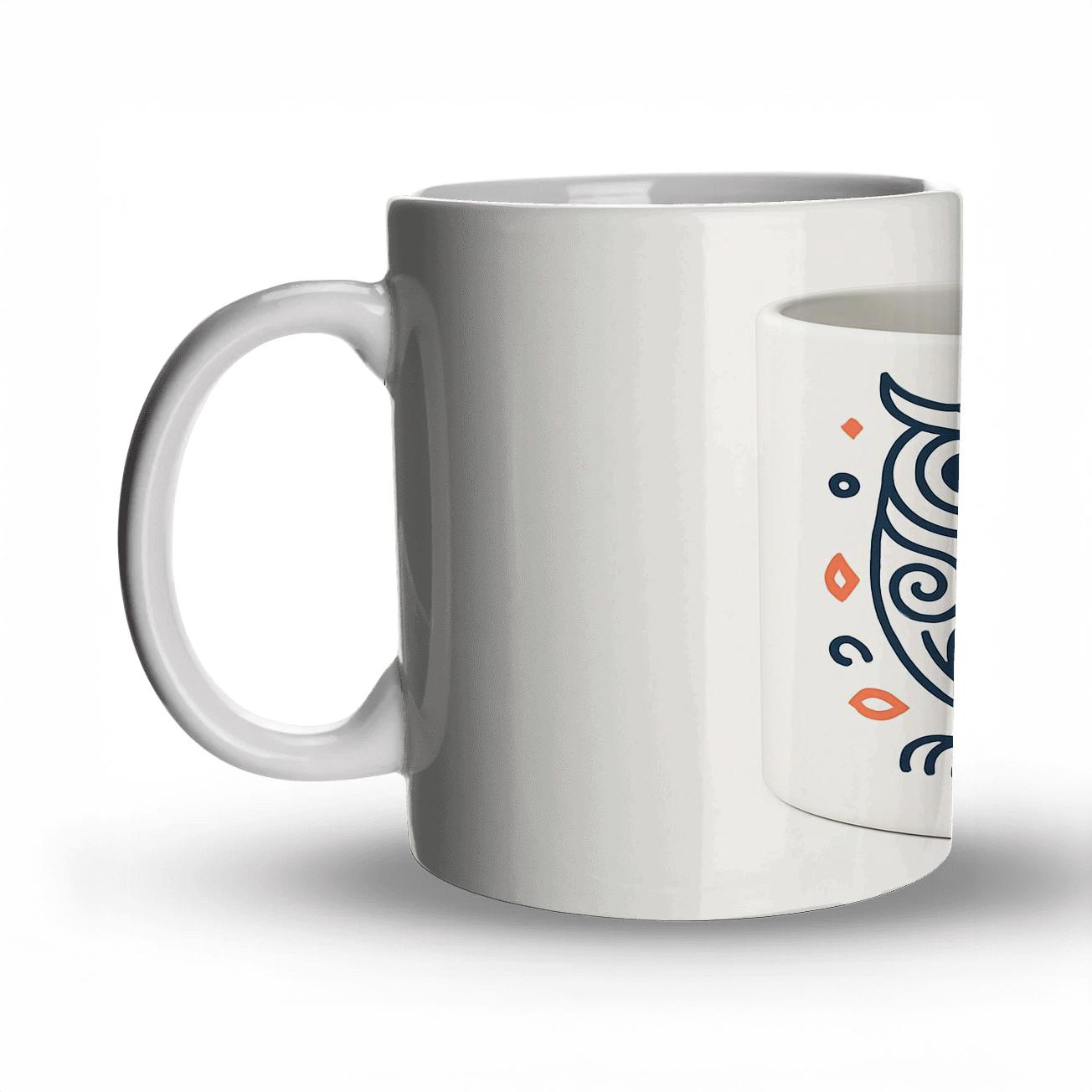 Ainu Inspired Owl Ornamental Minimal Line Mug novelty coffee mugs