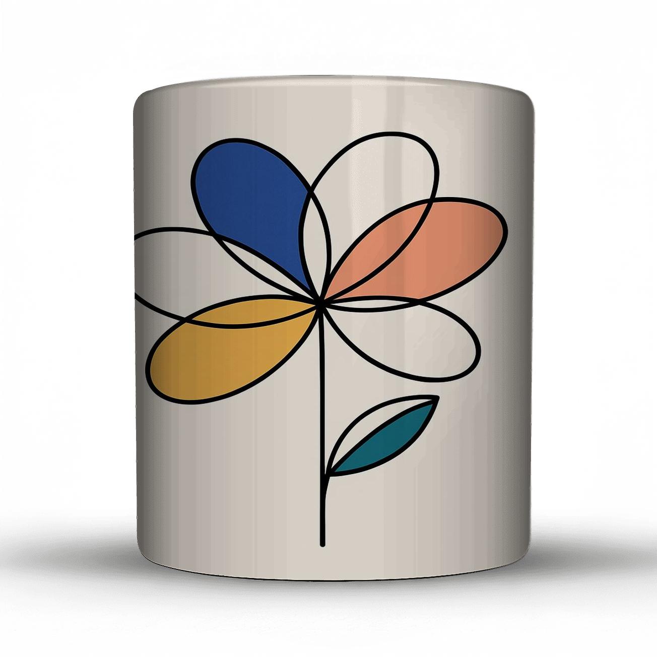 Orbital Bloom Linework ceramic coffee mugs