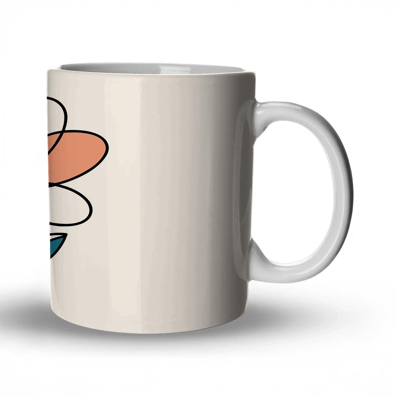 Orbital Bloom Linework ceramic coffee mugs