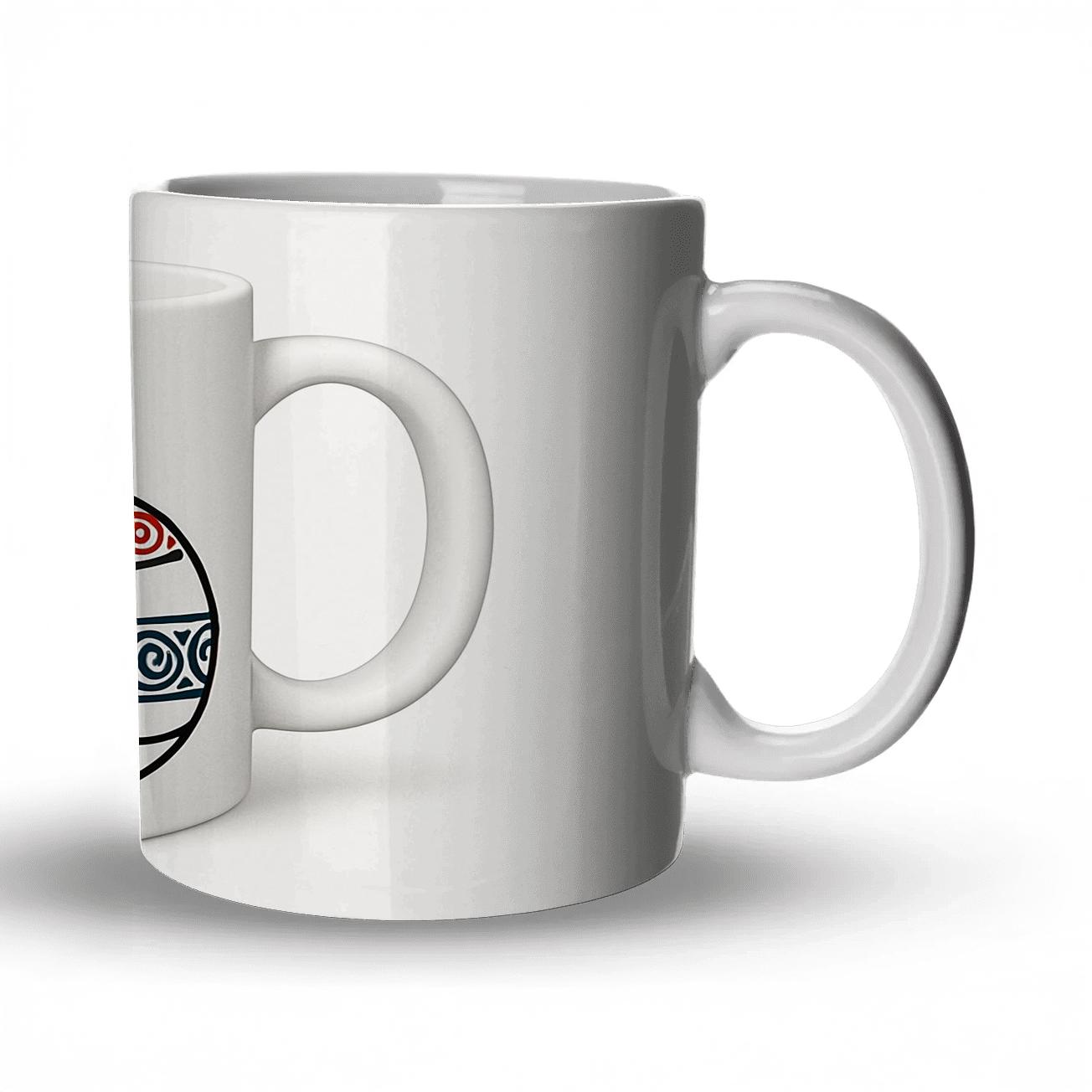 Ainu Spiral Fox Line Art Wrap travel mugs with handles